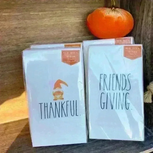 NEW Rae Dunn - THANKFUL - 32 Count Guest Towels/Napkins with cute Gnome 💛🧡🤍 - Picture 4 of 6